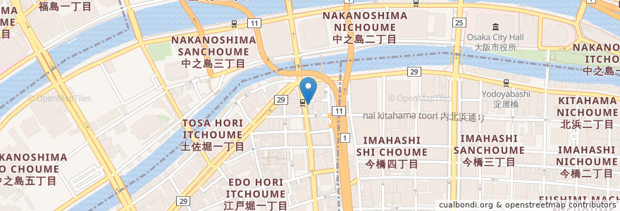 Mapa de ubicacion de スターバックスコーヒー en 日本, 大阪府, 大阪市, 北区, 西区.