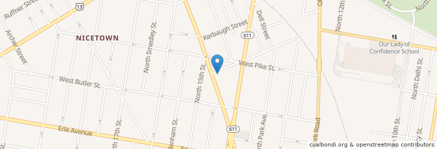Mapa de ubicacion de Second Baptist Church en Verenigde Staten, Pennsylvania, Philadelphia County, Philadelphia.