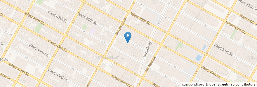Mapa de ubicacion de Hurley's en アメリカ合衆国, ニューヨーク州, New York, New York County, Manhattan, Manhattan Community Board 5, Manhattan Community Board 4.