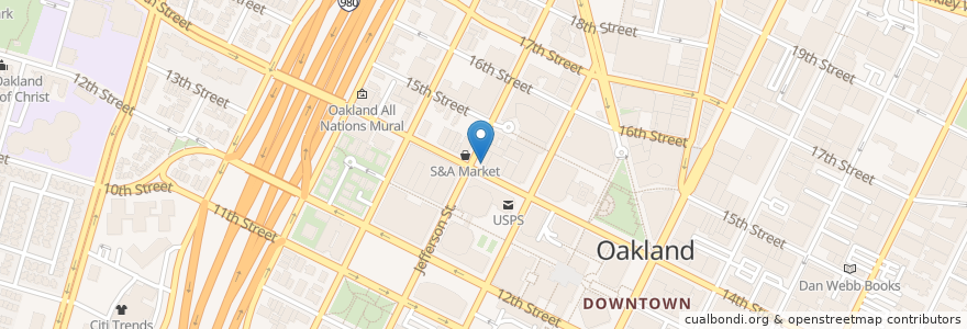 Mapa de ubicacion de Ole Ole Burrito Express en アメリカ合衆国, カリフォルニア州, アラメダ郡, オークランド.
