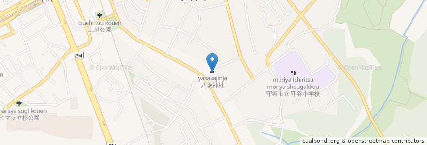 Mapa de ubicacion de 八坂神社 en ژاپن, 茨城県, 守谷市.