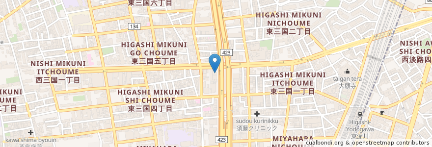 Mapa de ubicacion de めしや宮本むなし en 일본, 오사카부, 오사카, 淀川区.