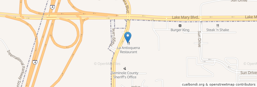 Mapa de ubicacion de La Antioquena Restaurant en Amerika Syarikat, Florida, Seminole County.