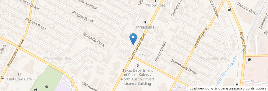 Mapa de ubicacion de Donut Taco Palace 3 en アメリカ合衆国, テキサス州, Travis County, Austin.