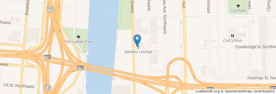 Mapa de ubicacion de Speakez Lounge en الولايات المتّحدة الأمريكيّة, ميشيغان, Kent County, Grand Rapids.