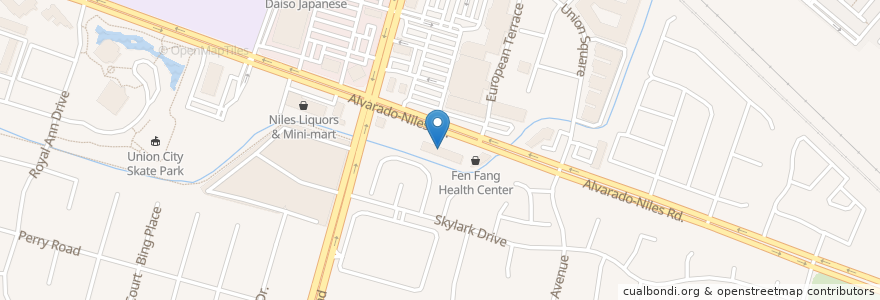 Mapa de ubicacion de Health Center en États-Unis D'Amérique, Californie, Comté D'Alameda, Union City.