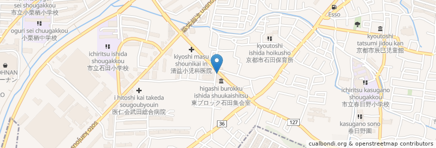 Mapa de ubicacion de 京都銀行六地蔵支店石田出張所 en Japon, Préfecture De Kyoto, 京都市, 伏見区.