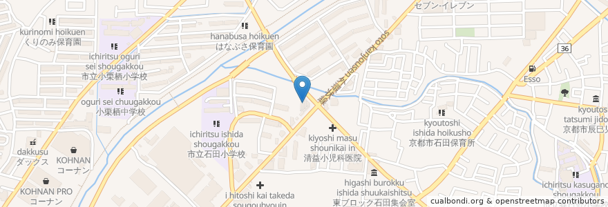 Mapa de ubicacion de 石田駅自転車等駐車場 en Japón, Prefectura De Kioto, Kioto, Fushimi.