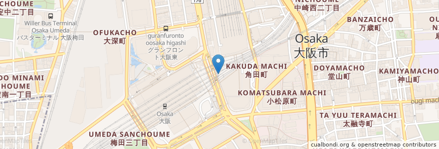 Mapa de ubicacion de 吉野家 en 일본, 오사카부, 오사카, 기타구.