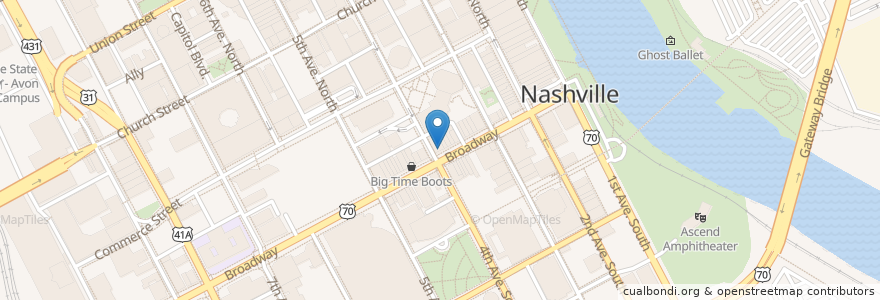 Mapa de ubicacion de Jimmy Buffett Margaritaville en États-Unis D'Amérique, Tennessee, Nashville-Davidson.