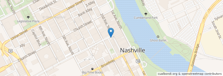 Mapa de ubicacion de Entry Mexican Restaurant en 미국, 테네시, Nashville-Davidson.