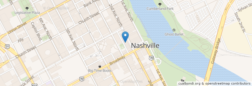 Mapa de ubicacion de Big Shotz en Соединённые Штаты Америки, Теннесси, Nashville-Davidson.