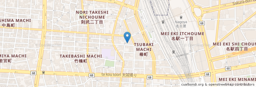 Mapa de ubicacion de 備長吉兆屋 en 日本, 愛知県, 名古屋市, 中村区.