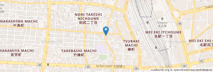 Mapa de ubicacion de あかひげ薬局 en Japonya, 愛知県, 名古屋市, 中村区.
