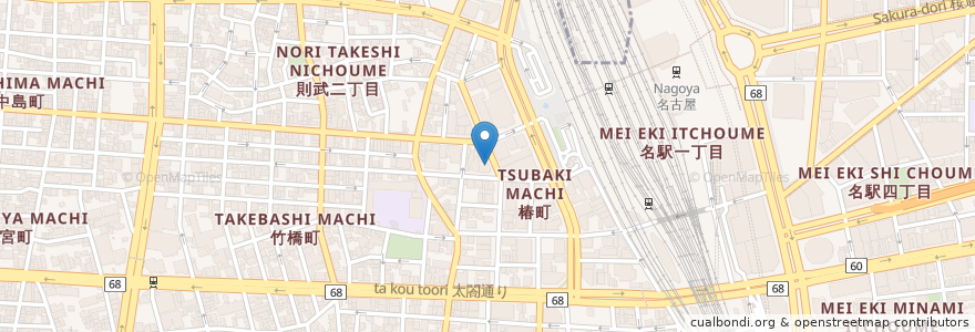 Mapa de ubicacion de 風ふう屋 en Japão, 愛知県, Nagoia, 中村区.