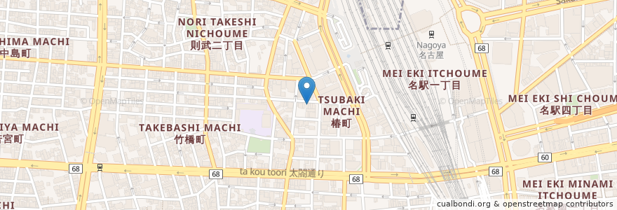 Mapa de ubicacion de 備長扇屋 en Giappone, Prefettura Di Aichi, 名古屋市, 中村区.