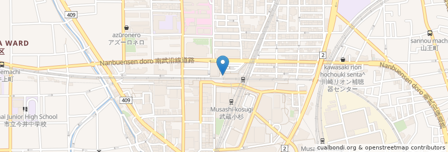 Mapa de ubicacion de Becker's en Japan, Kanagawa Prefecture, Kawasaki, Nakahara Ward.