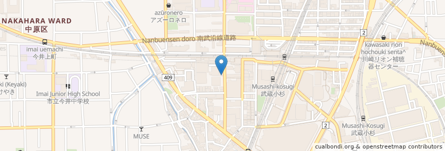 Mapa de ubicacion de JAセレサ川崎 en Japan, Präfektur Kanagawa, 川崎市, 中原区.