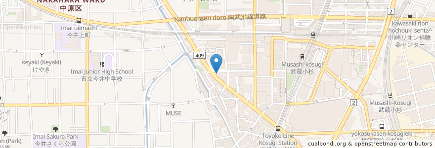 Mapa de ubicacion de こすぎ小児科 en Japan, 神奈川県, 川崎市, 中原区.