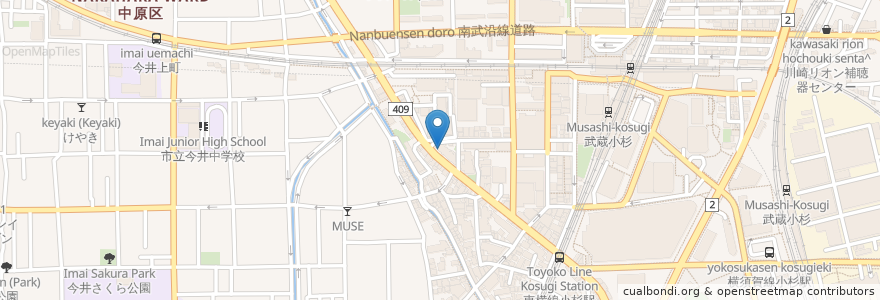 Mapa de ubicacion de ワタナベ洋服店歯科 en 일본, 가나가와현, 川崎市, 中原区.