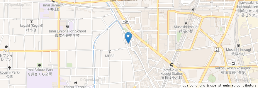 Mapa de ubicacion de レストラン μ en 日本, 神奈川県, 川崎市, 中原区.
