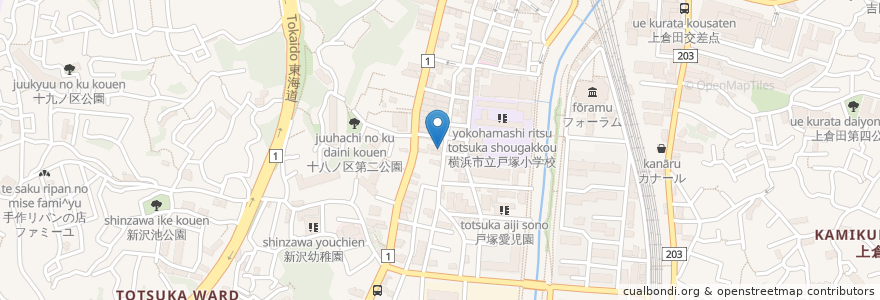 Mapa de ubicacion de もんじゃ横丁 en Japão, 神奈川県, 横浜市, 戸塚区.