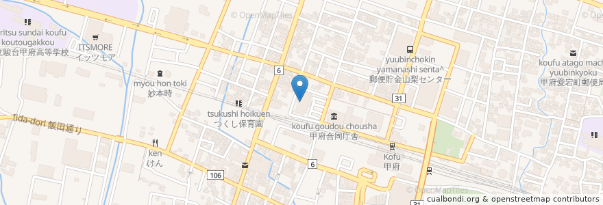Mapa de ubicacion de ベルクラシック甲府 en 日本, 山梨县, 甲府市.