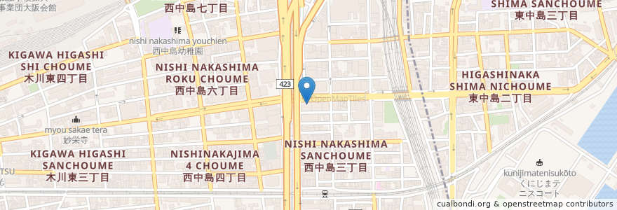 Mapa de ubicacion de なか卯 en Japan, 大阪府, Osaka, 淀川区.