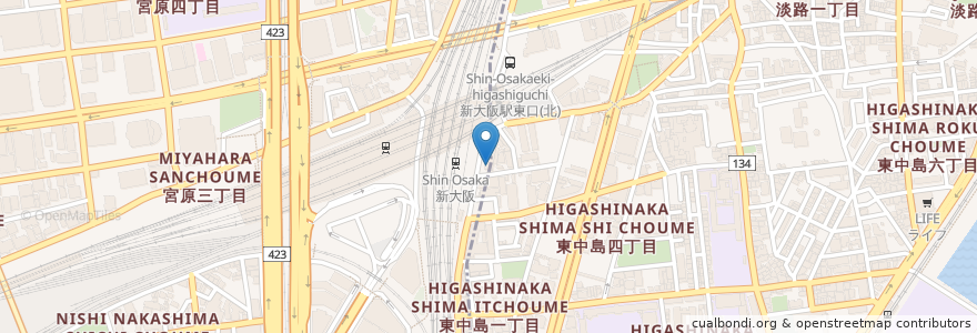 Mapa de ubicacion de やよい軒 en Japan, 大阪府, Osaka, 淀川区.