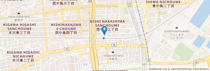 Mapa de ubicacion de 備長扇屋 en Japan, Präfektur Osaka, 大阪市, 淀川区.