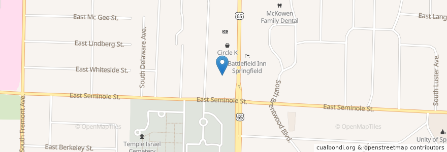 Mapa de ubicacion de Red Lobster en Stati Uniti D'America, Missouri, Greene County, Springfield.