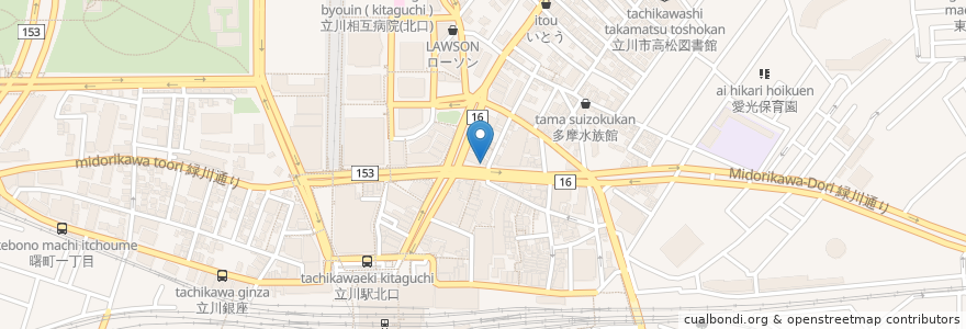 Mapa de ubicacion de CAFE BURU7 BAR en Japón, Tokio, Tachikawa.