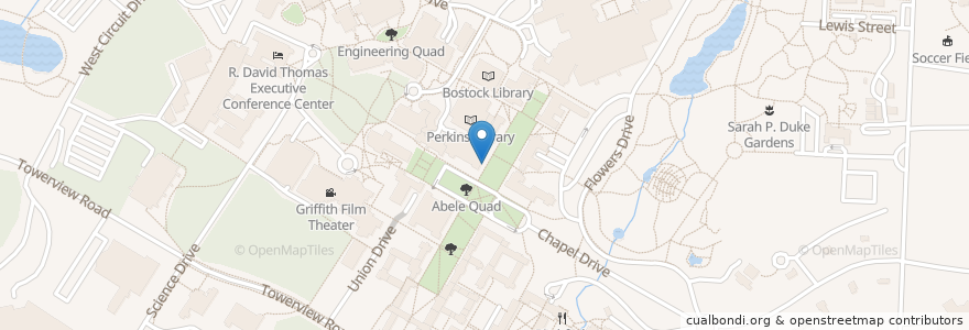 Mapa de ubicacion de Perkins Library Bike Rack en United States, North Carolina, Durham County, Durham.