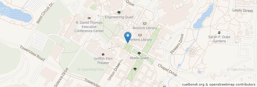 Mapa de ubicacion de Divinity School Library Bike Rack en Amerika Birleşik Devletleri, Kuzey Karolina, Durham County, Durham.