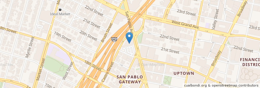 Mapa de ubicacion de Oakland Greyhound Bus Station en الولايات المتّحدة الأمريكيّة, كاليفورنيا, مقاطعة ألاميدا (كاليفورنيا), أوكلاند (كاليفورنيا).