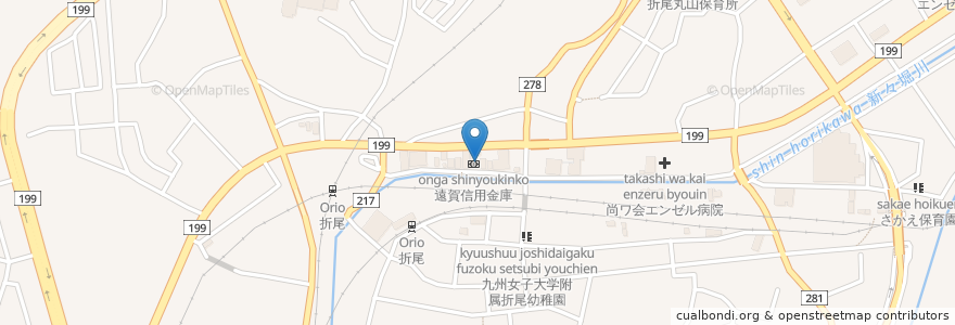 Mapa de ubicacion de 遠賀信用金庫 en Giappone, Prefettura Di Fukuoka, 北九州市, 八幡西区.