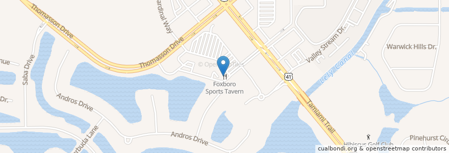 Mapa de ubicacion de Foxboro Sports Tavern en Estados Unidos Da América, Flórida, Collier County.