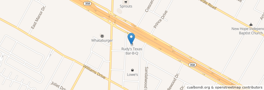 Mapa de ubicacion de Rudy's Country Store & Bar-B-Q en États-Unis D'Amérique, Corpus Christi, Texas, Nueces County.