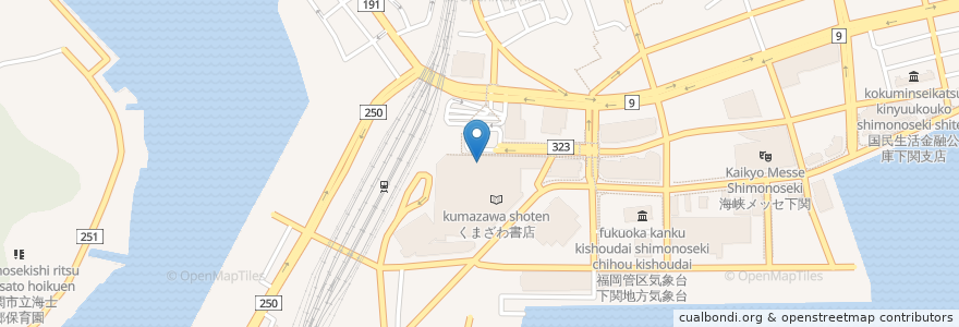 Mapa de ubicacion de ロッテリア en 일본, 야마구치현, 시모노세키시.