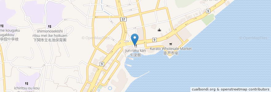 Mapa de ubicacion de 旬楽館 en Japão, 山口県, 下関市.