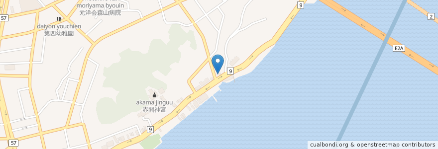 Mapa de ubicacion de つくし en Japon, Préfecture De Yamaguchi, Shimonoseki.