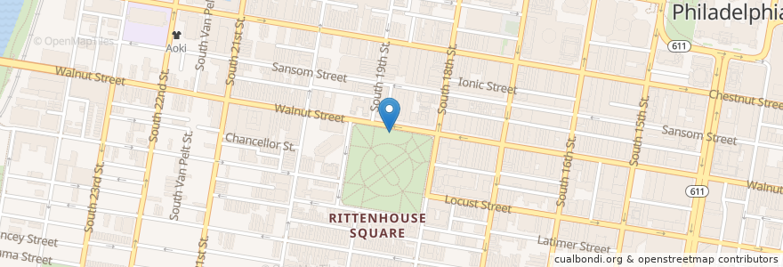 Mapa de ubicacion de Rittenhouse Farmers Market en United States, Pennsylvania, Philadelphia County, Philadelphia.