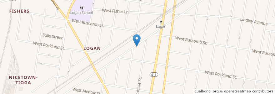 Mapa de ubicacion de Divine Breath Baptist Church en 美利坚合众国/美利堅合眾國, 宾夕法尼亚 / 賓夕法尼亞州, Philadelphia County, 費城.