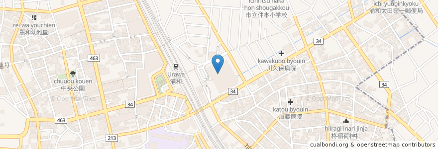 Mapa de ubicacion de 浦和コミュニティセンター en 日本, 埼玉県, さいたま市, 浦和区.
