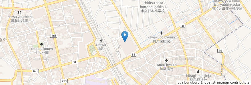Mapa de ubicacion de さいたま市国際交流センター en 日本, 埼玉県, さいたま市, 浦和区.