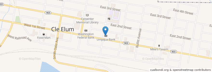 Mapa de ubicacion de Umpqua Bank en الولايات المتّحدة الأمريكيّة, واشنطن, Kittitas County, Cle Elum.