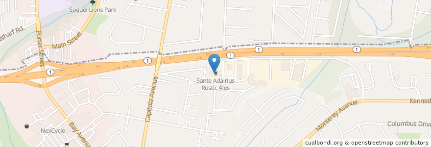 Mapa de ubicacion de Sante Adairius Rustic Ales en 美利坚合众国/美利堅合眾國, 加利福尼亚州/加利福尼亞州, 圣塔克鲁兹县, Capitola.