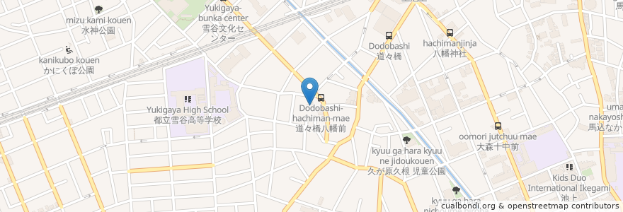 Mapa de ubicacion de 道々橋八幡神社 en Japonya, 東京都, 大田区.