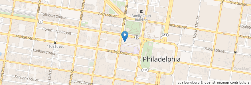 Mapa de ubicacion de Suburban Station Farmers Market en United States, Pennsylvania, Philadelphia County, Philadelphia.