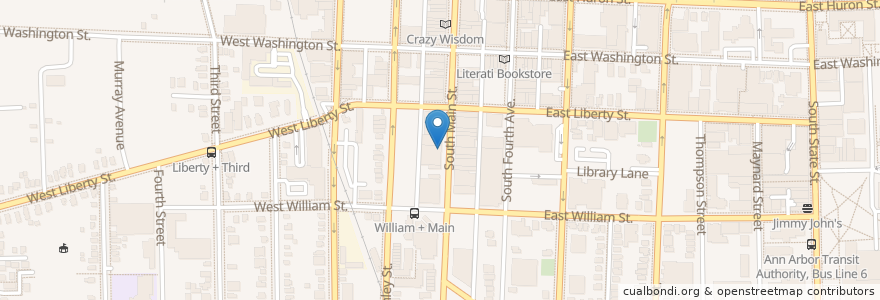 Mapa de ubicacion de Connor O'Neils en الولايات المتّحدة الأمريكيّة, ميشيغان, Washtenaw County, Ann Arbor.